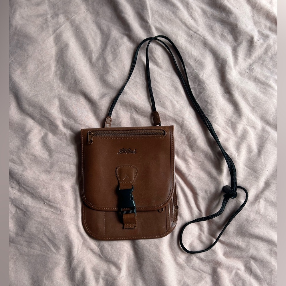 L.L. Bean Brown Full Grain Leather Crossbody Bag